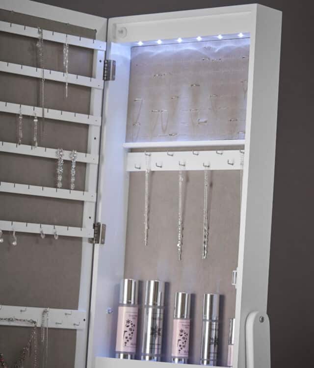 Lexi White LED Mirrored Jewellery Cabinet