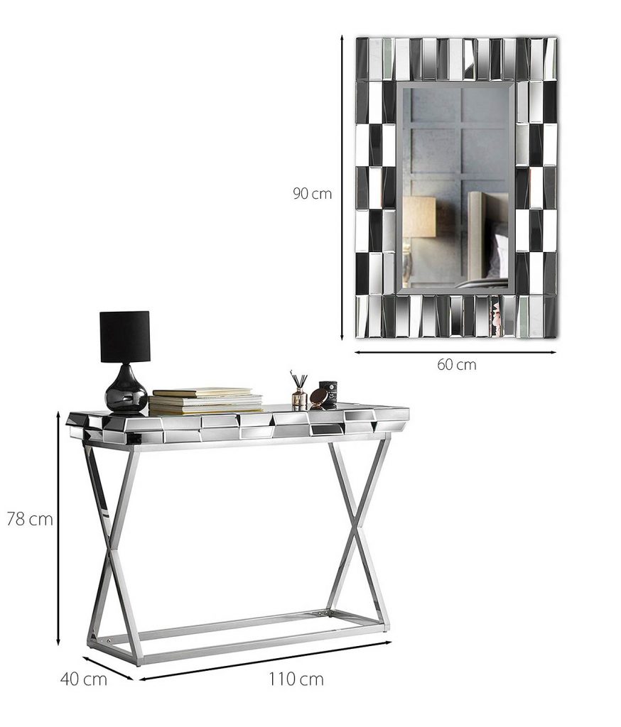 Knightsbridge Silver Rectangle Wall Mirror And Console Table Set