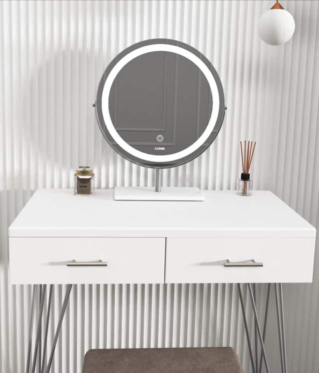 Olivia White Dressing Table with Touch Sensor LED Mirror