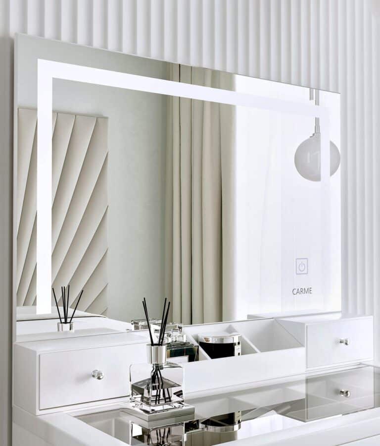 Madison White Dressing Table With Large Mirror Framed With LED Light