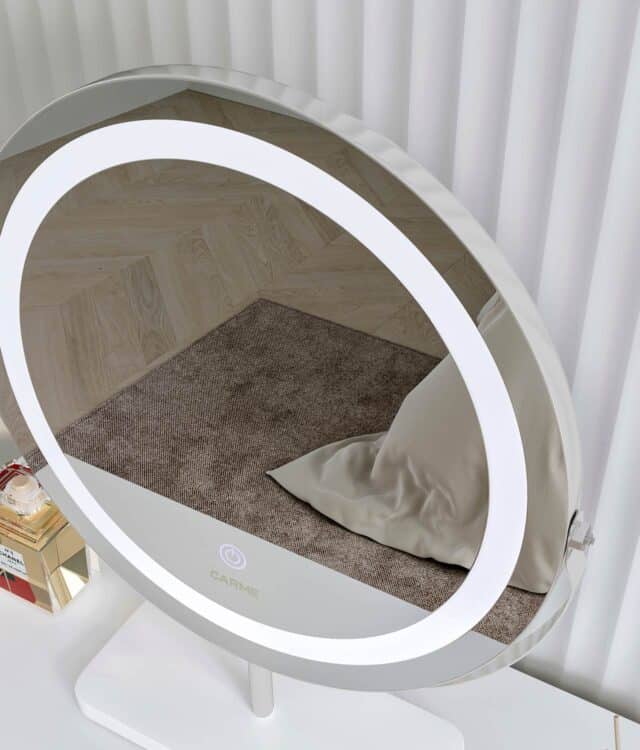 Olivia White Dressing Table with Touch Sensor LED Mirror