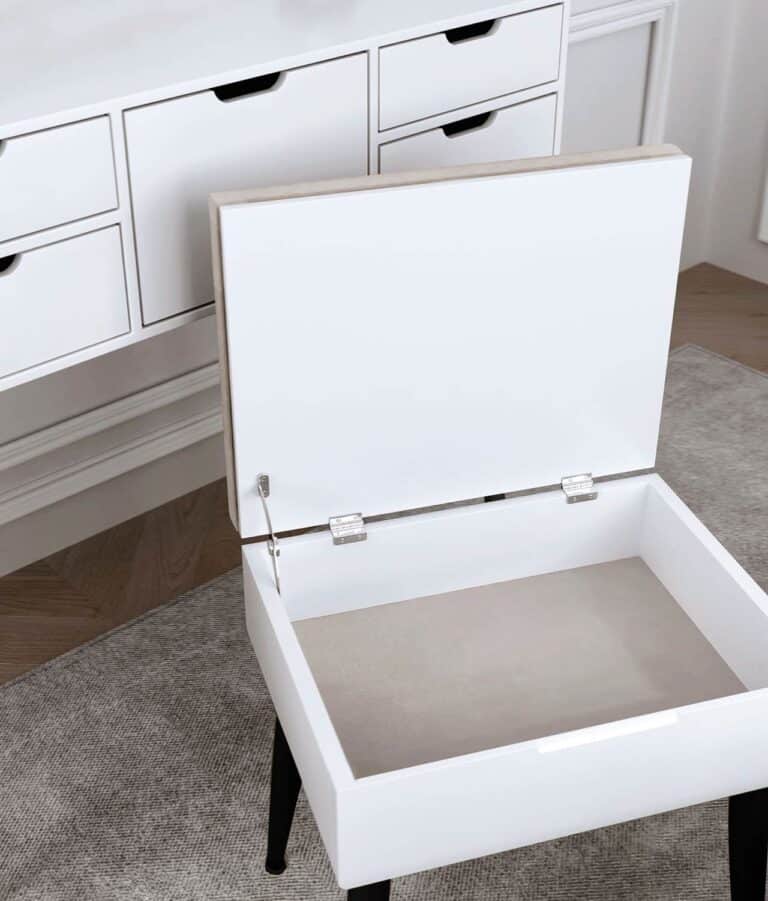 Gabriella Black Dressing Table With Velvet Padded Stool