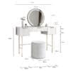 Lara White Dressing Table with Elsie LED Mirror & Hailey Bouclé Storage Stool