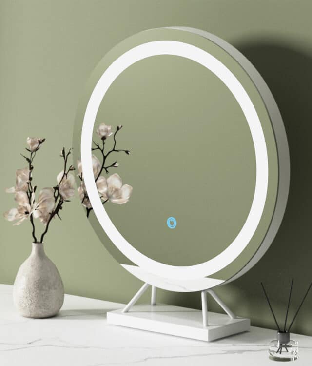 Claudia White Dressing Table with White Lillia LED Mirror