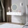 Claudia White Dressing Table with White Lillia LED Mirror