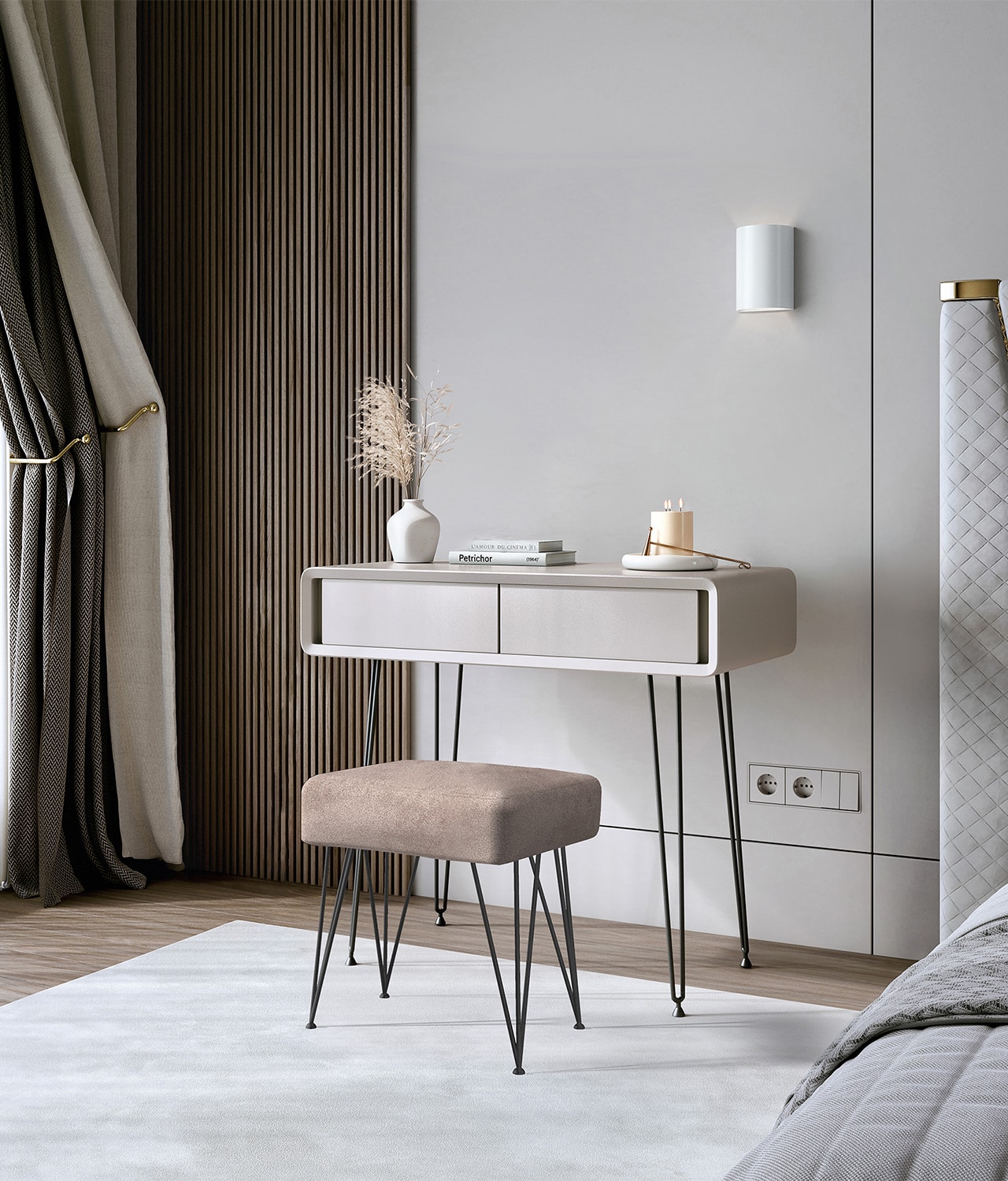 Piper Mocha Dressing Table & Olivia Stool