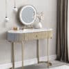 Romy Mocha Bouclé Dressing Table with Evie LED Mirror