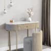 Romy Mocha Bouclé Dressing Table with Hattie Bouclé Stool