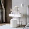 Piper White Dressing Table with Ava LED Mirror & Hailey Bouclé Storage Stool