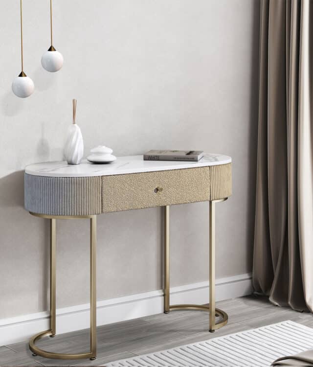Romy Mocha Bouclé Dressing Table