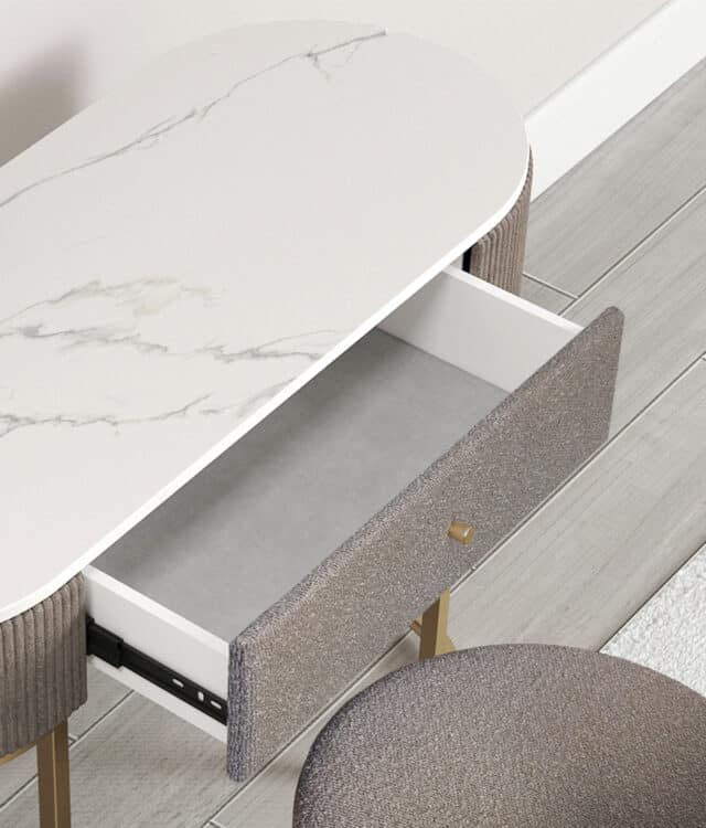 Romy Mocha Bouclé Dressing Table