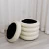 Gabriella White Dressing Table with Mia LED Mirror & Daisy Ivory Bouclé Storage Stool