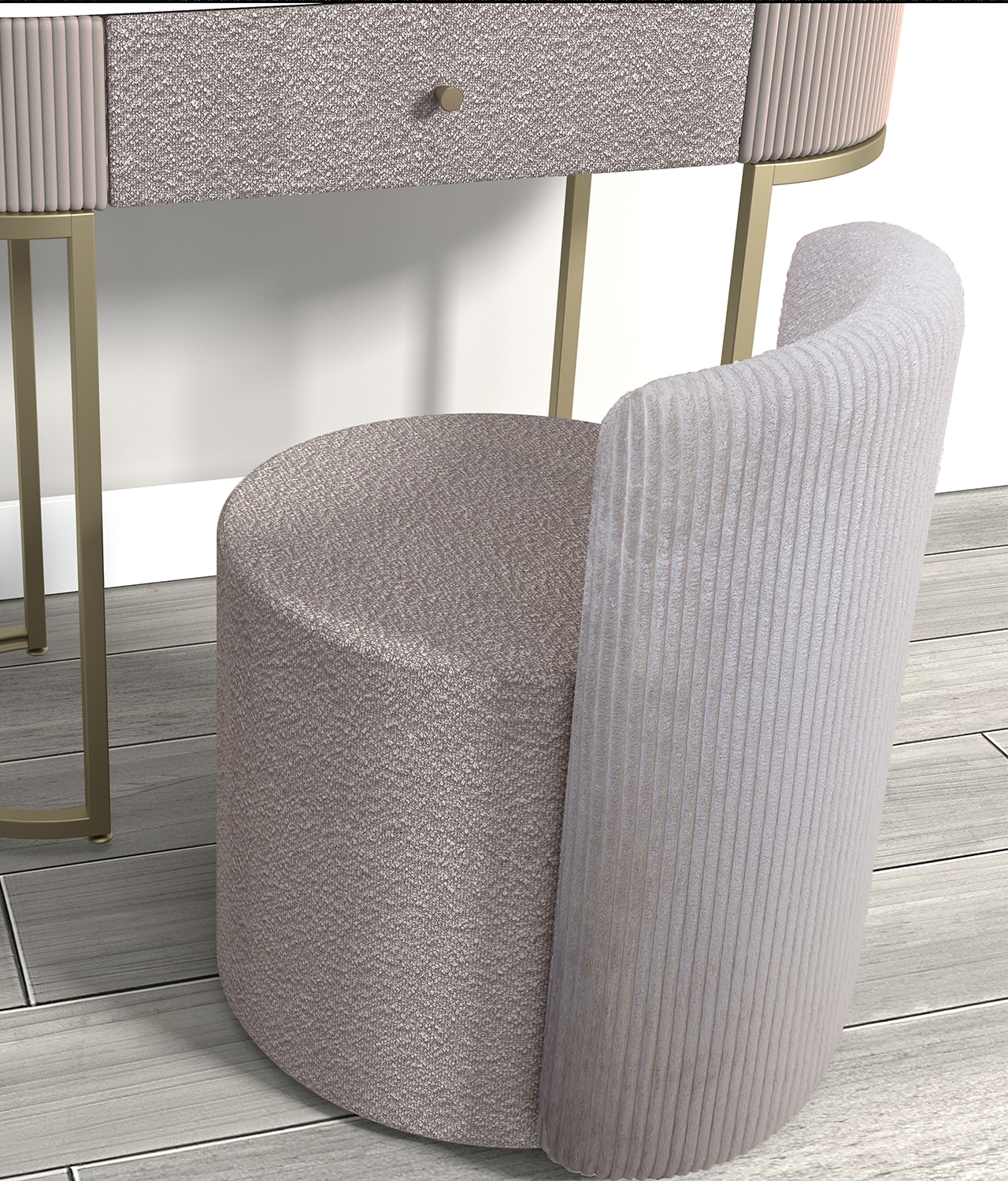 Hattie Mocha Bouclé Stool