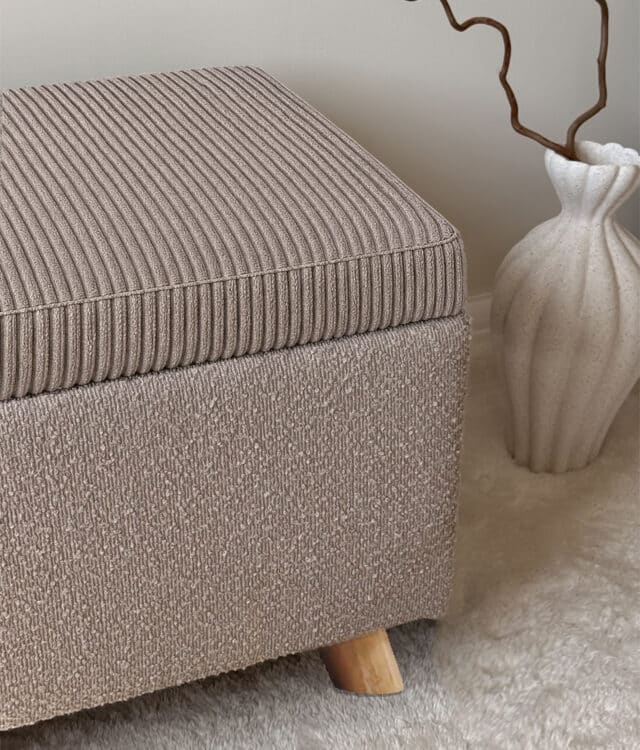 Elara Mocha Bouclé Storage Ottoman