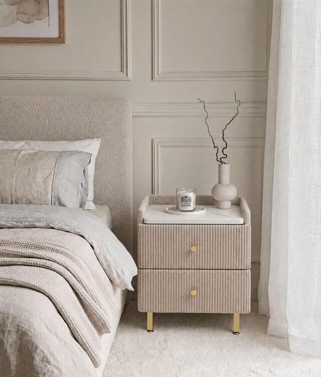 Ottilie Mocha Bouclé Bedside Table