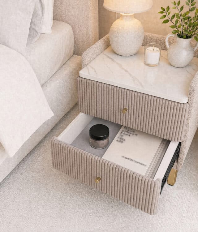 Ottilie Mocha Bouclé Bedside Table