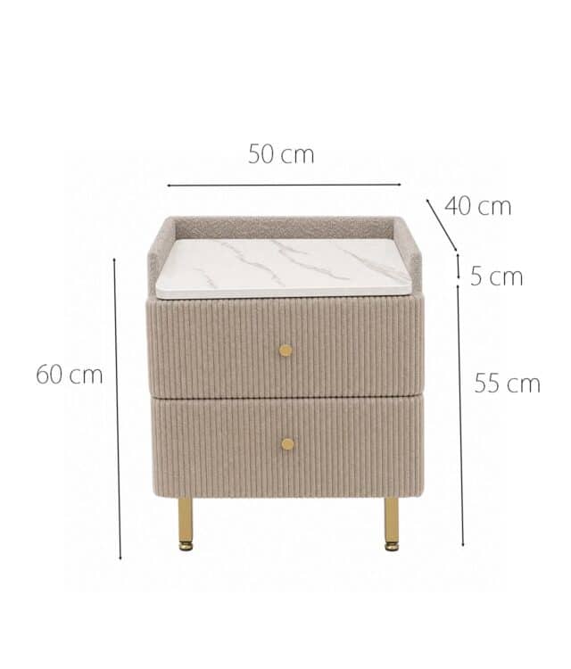 Ottilie Mocha Bouclé Bedside Table