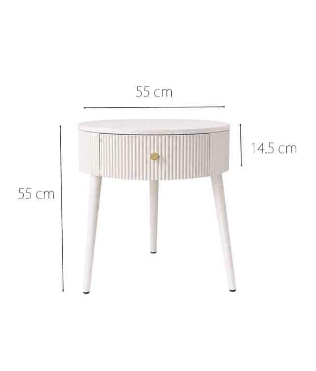 Margot White Round Bedside Table