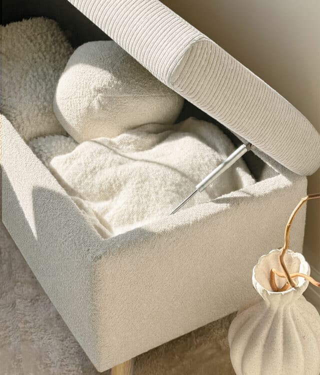 Elara Ivory Bouclé Storage Ottoman
