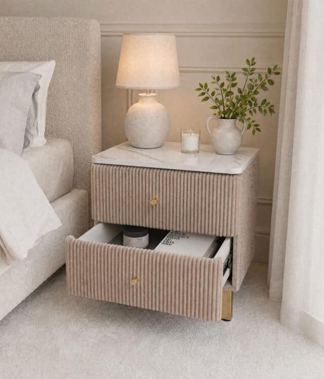 Elodie Mocha Bouclé Bedside Table