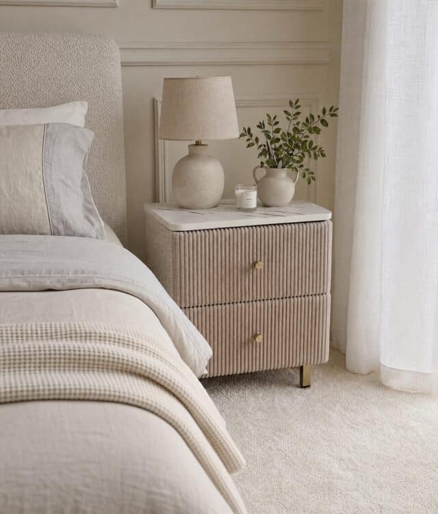 Elodie Mocha Bouclé Bedside Table