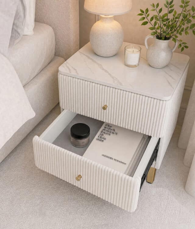 Elodie Ivory Bouclé Bedside Table