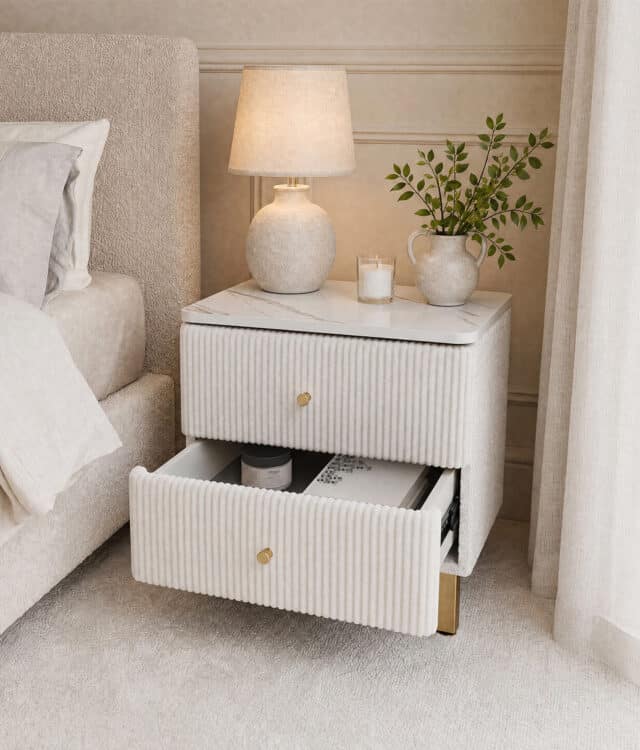 Elodie Ivory Bouclé Bedside Table