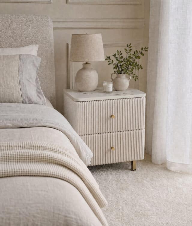 Elodie Ivory Bouclé Bedside Table