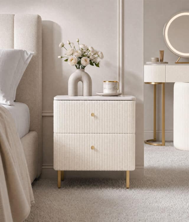 Elodie Ivory Bouclé Bedside Table