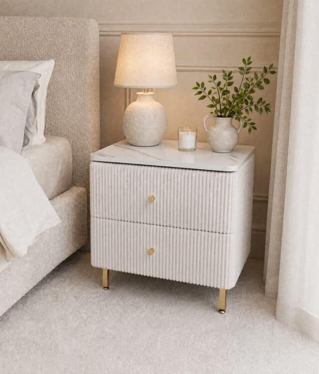 Elodie Ivory Bouclé Bedside Table