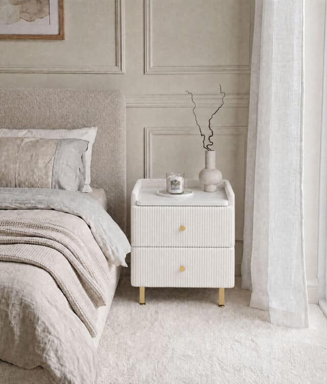 Ottilie Ivory Bouclé Bedside Table