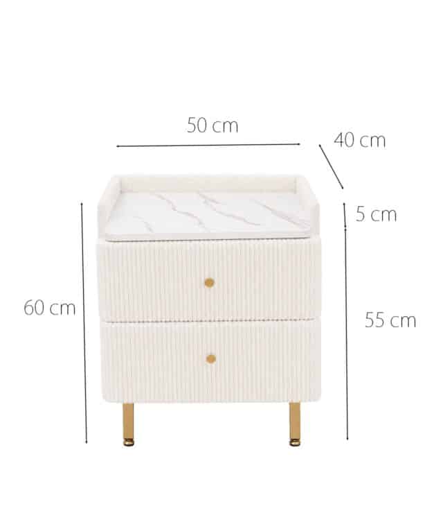 Ottilie Ivory Bouclé Bedside Table