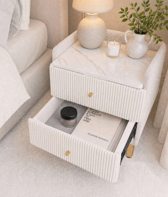 Ottilie Ivory Bouclé Bedside Table