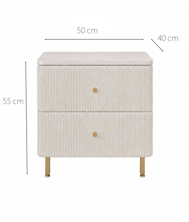 Elodie Ivory Bouclé Bedside Table