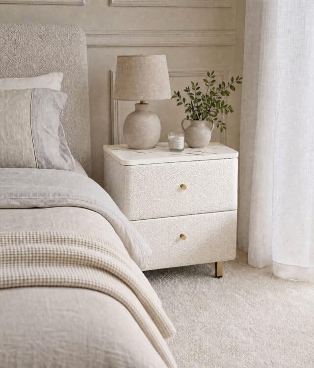 Posie Ivory Bouclé Bedside Table