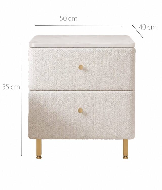 Posie Ivory Bouclé Bedside Table