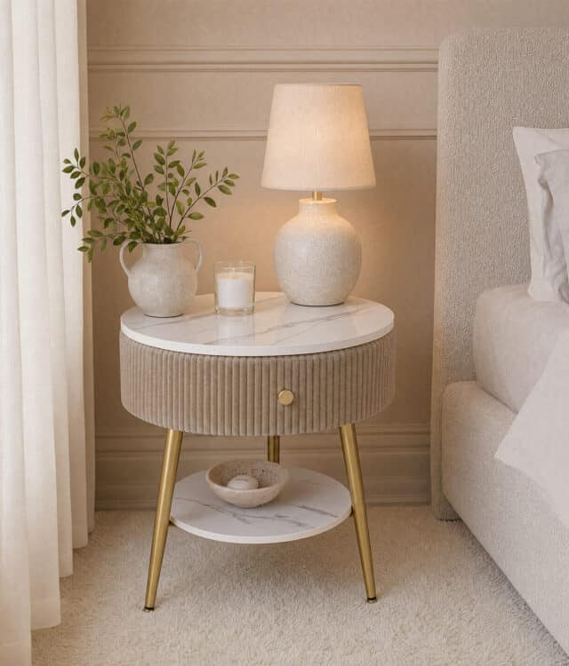 Iris Mocha Round Bedside Table