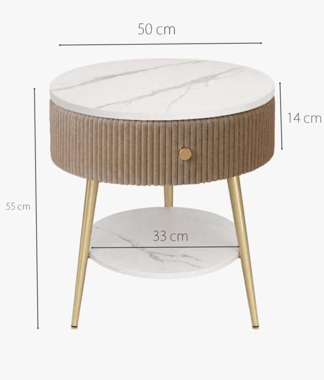 Iris Mocha Round Bedside Table