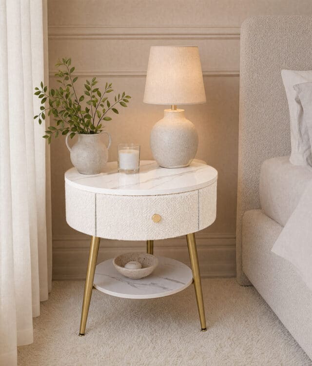 Eloise Ivory Round Bedside Table
