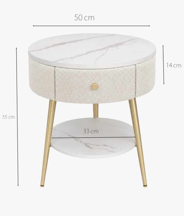 Eloise Ivory Round Bedside Table