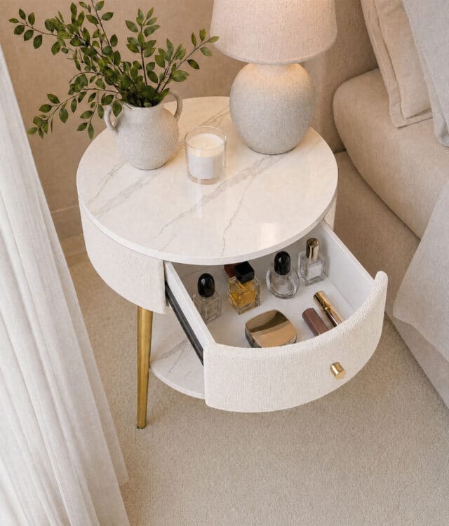 Eloise Ivory Round Bedside Table