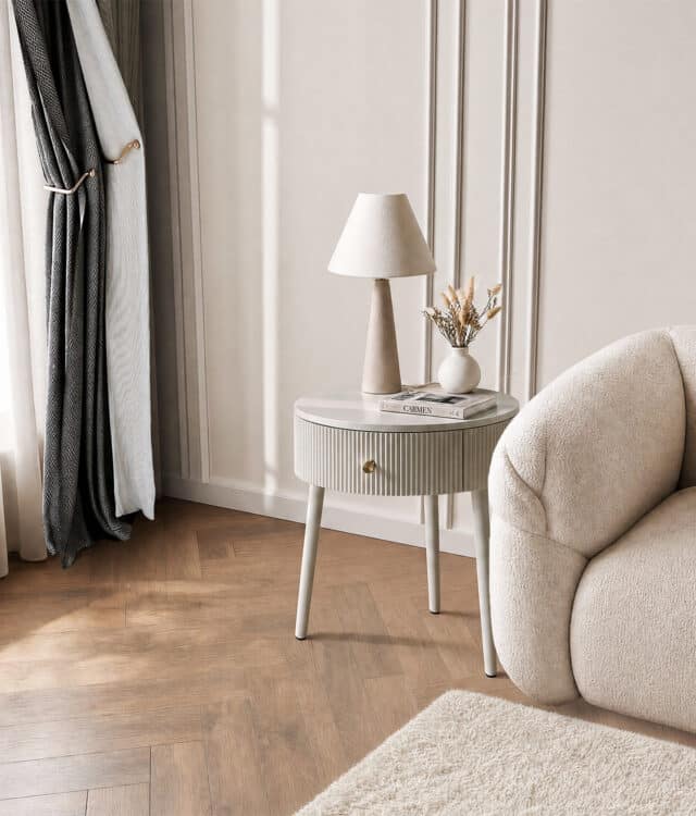 Margot Mocha Round Bedside Table