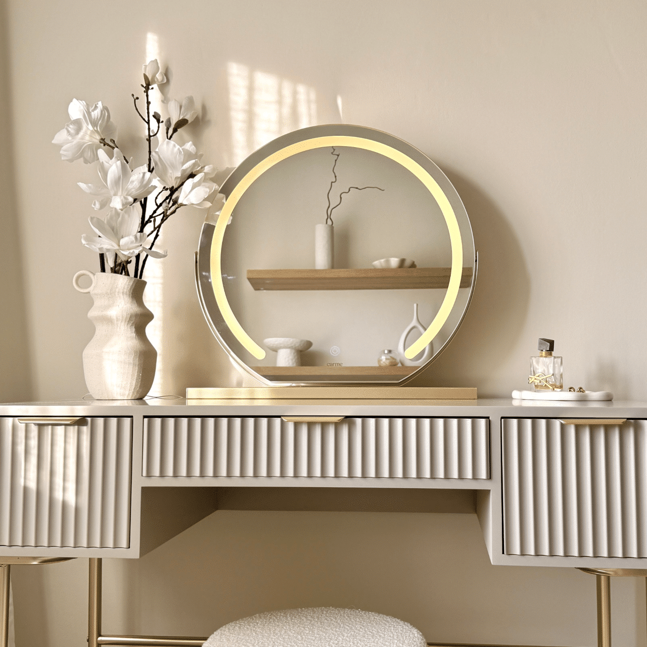Ella Rosegold Compact Mirror with LED Lights